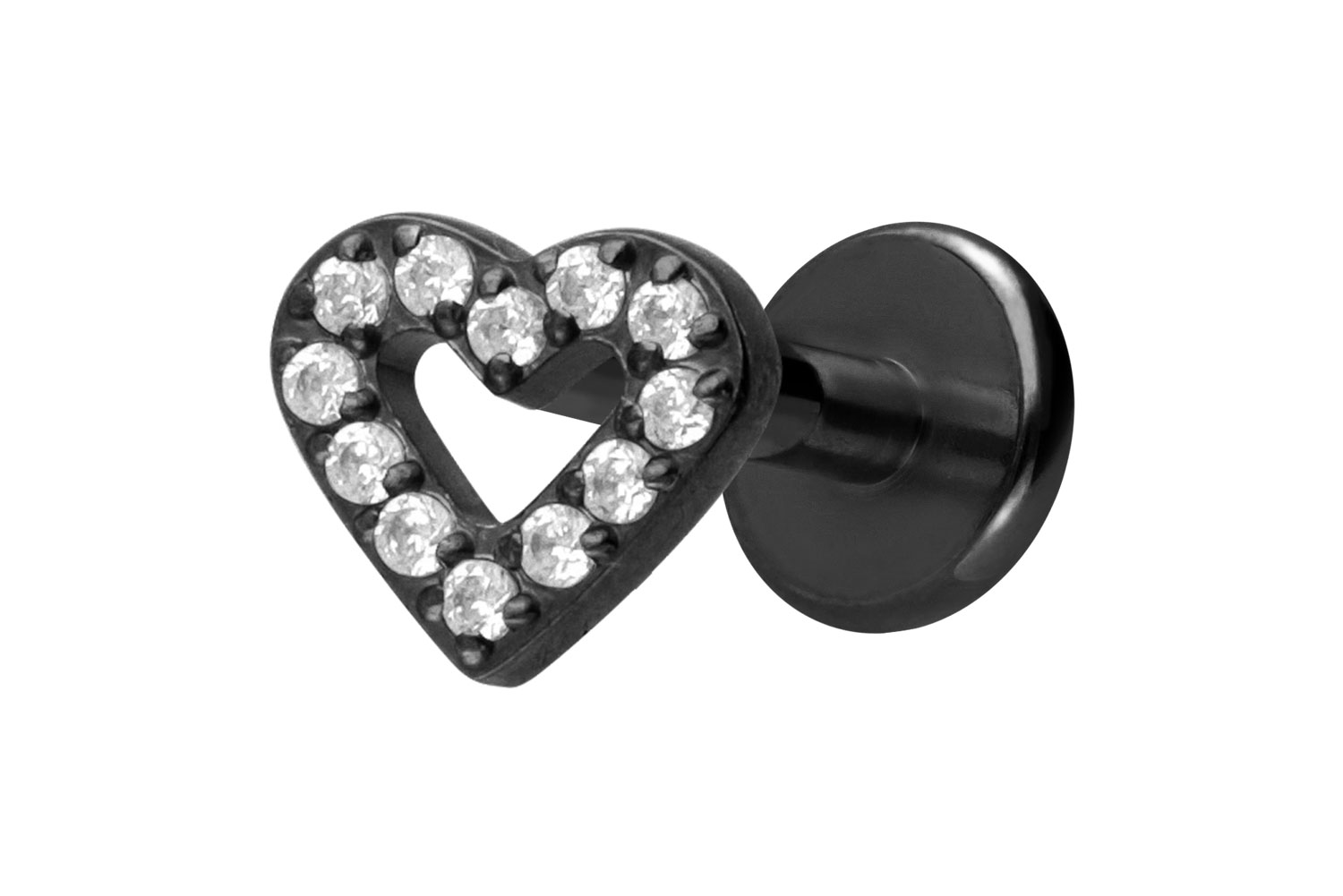 Titan Labret Piercing mit Innengewinde KRISTALLHERZ